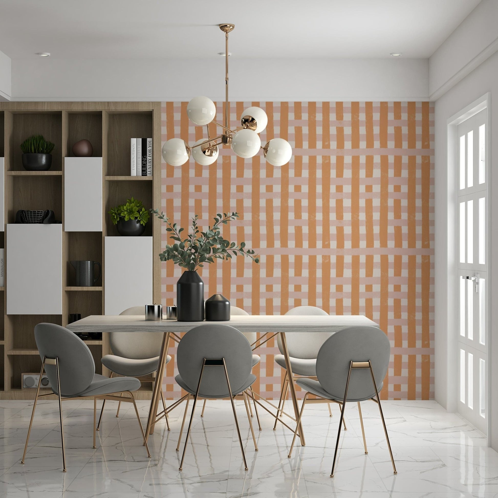 Terra-colored stripe design offering a warm and sophisticated feel.