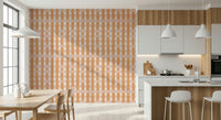 Organic-inspired stripes in warm earth hues for a calming backdrop.