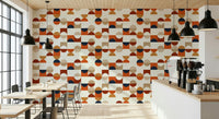 Retro circle tile wallpaper in terracotta and cream