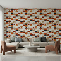 Terra tones geometric tiles wallpaper in warm hues