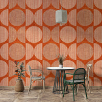 A beautiful rustic geometric wall mural for a living room.

