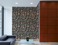 Earthy wall design with blossom illustrations

