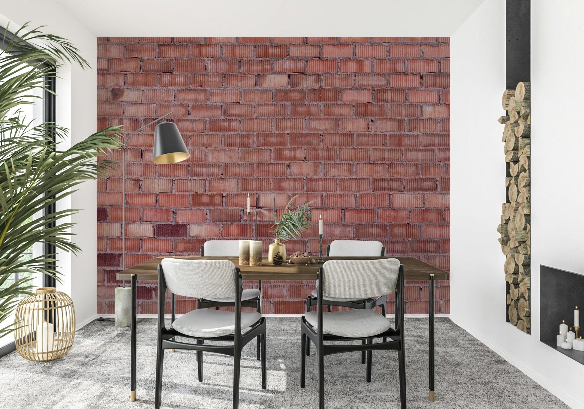 Textured wall mural showcasing terracotta brick patterns for cozy, industrial, or farmhouse-style décor.
