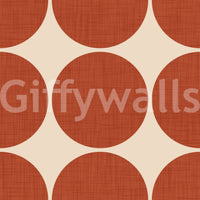 Graphic wallpaper design with large terracotta spheres forming a structured grid layout