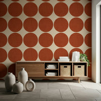 Repeating pattern of textured terracotta round shapes on a soft neutral backdrop