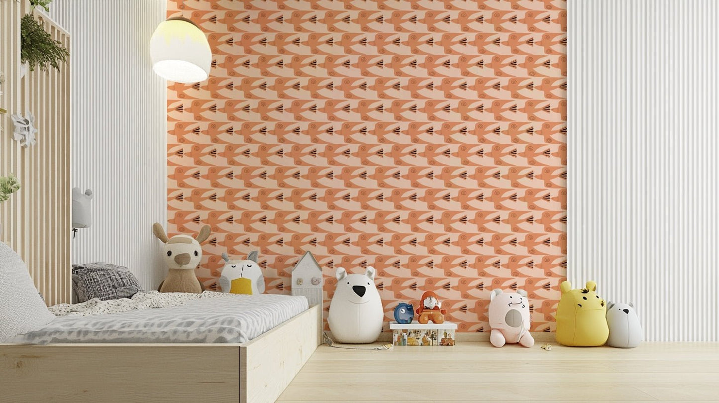 Stylish wallpaper with gentle birds
