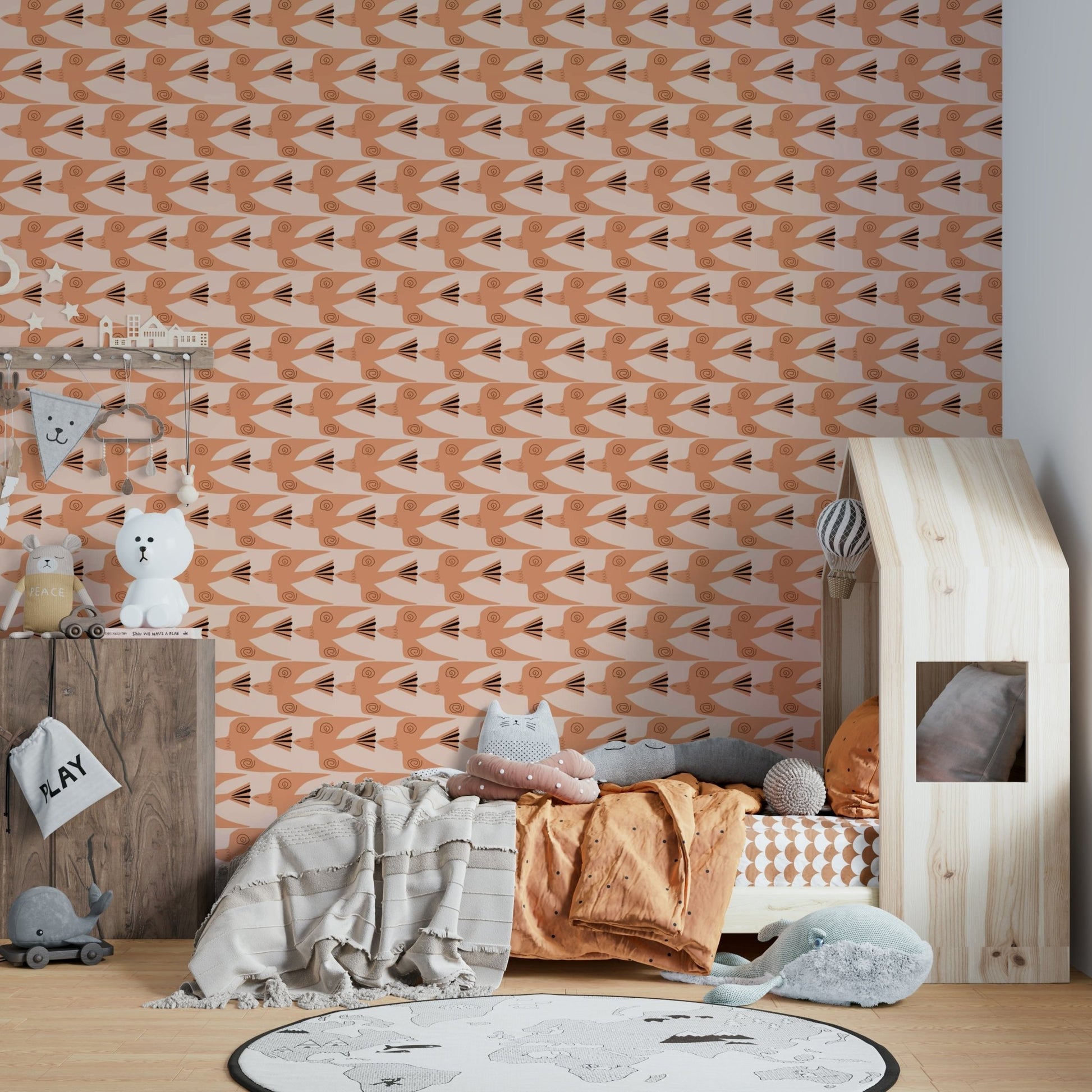 Minimalist dove motif wall mural
