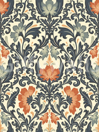 Custom wall covering, Timeless Floral Opulence product, dramatic color palette.