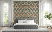 Grandeur scrollwork wall mural, sophisticated floral pattern, Timeless Floral.
