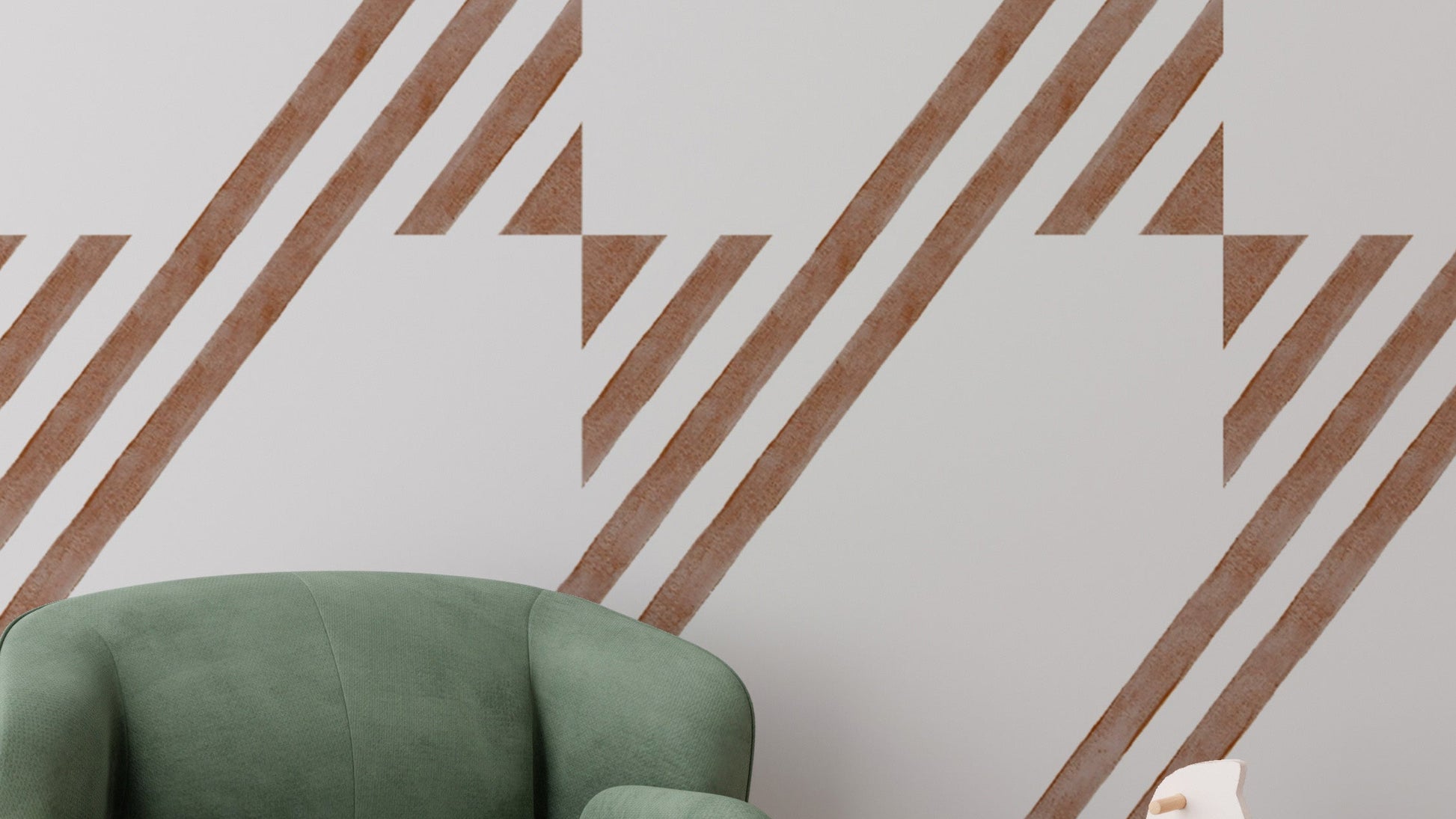 Terracotta geometric diagonal stripe wallpaper
