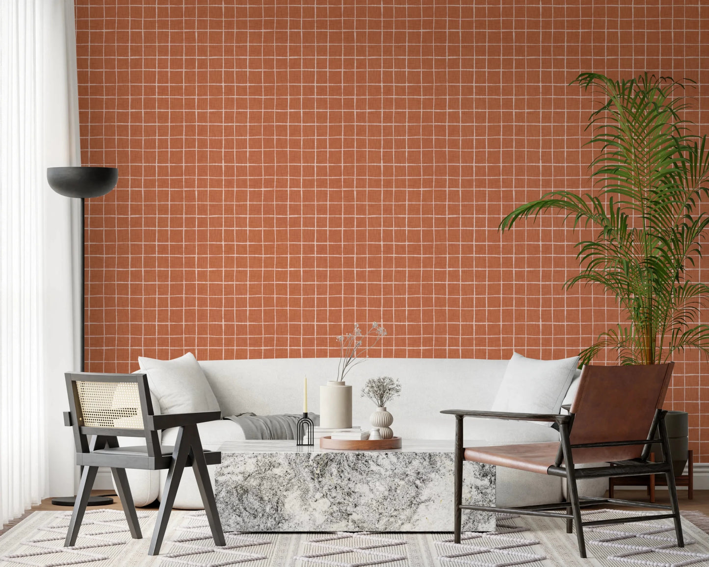 Terracotta Grid Wallpaper⁠