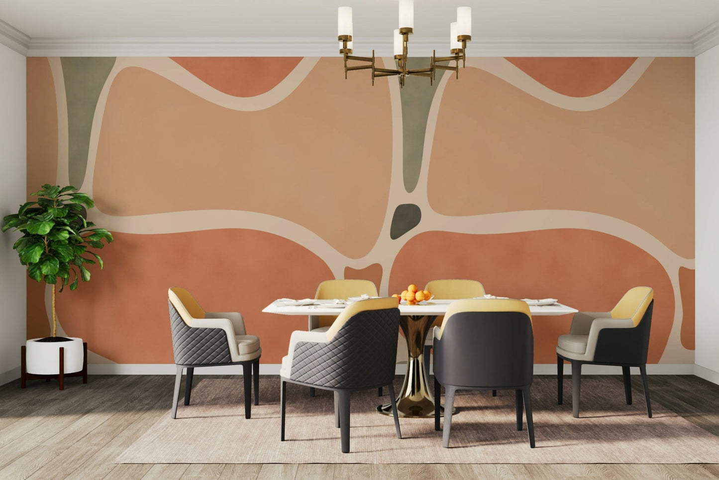 Elegant terracotta wall mural design


