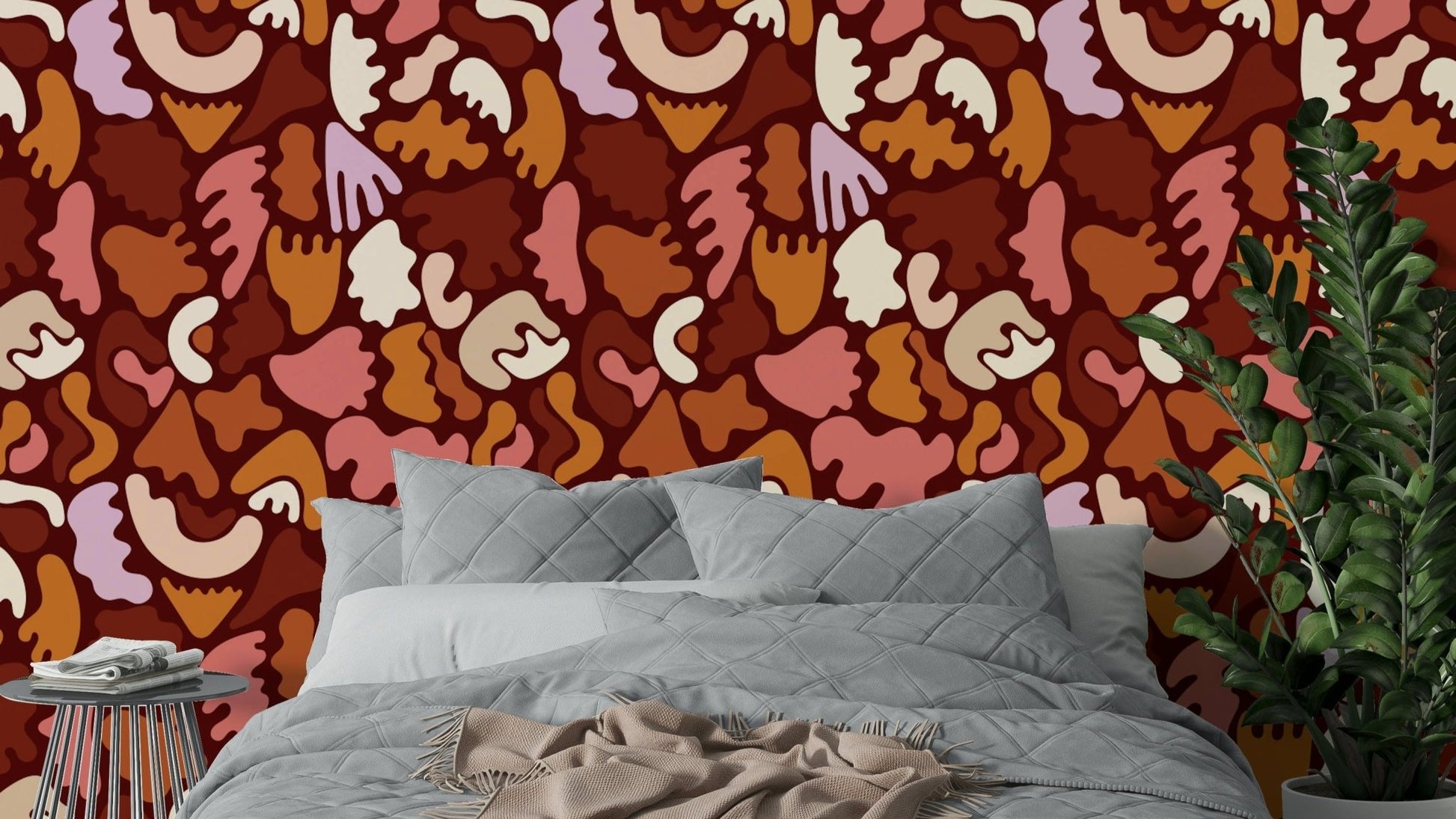 Terracotta Tides Wallpaper with earthy wave patterns

