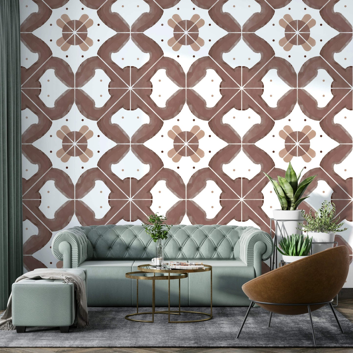 Kitchen wall with classic terracotta tiles

