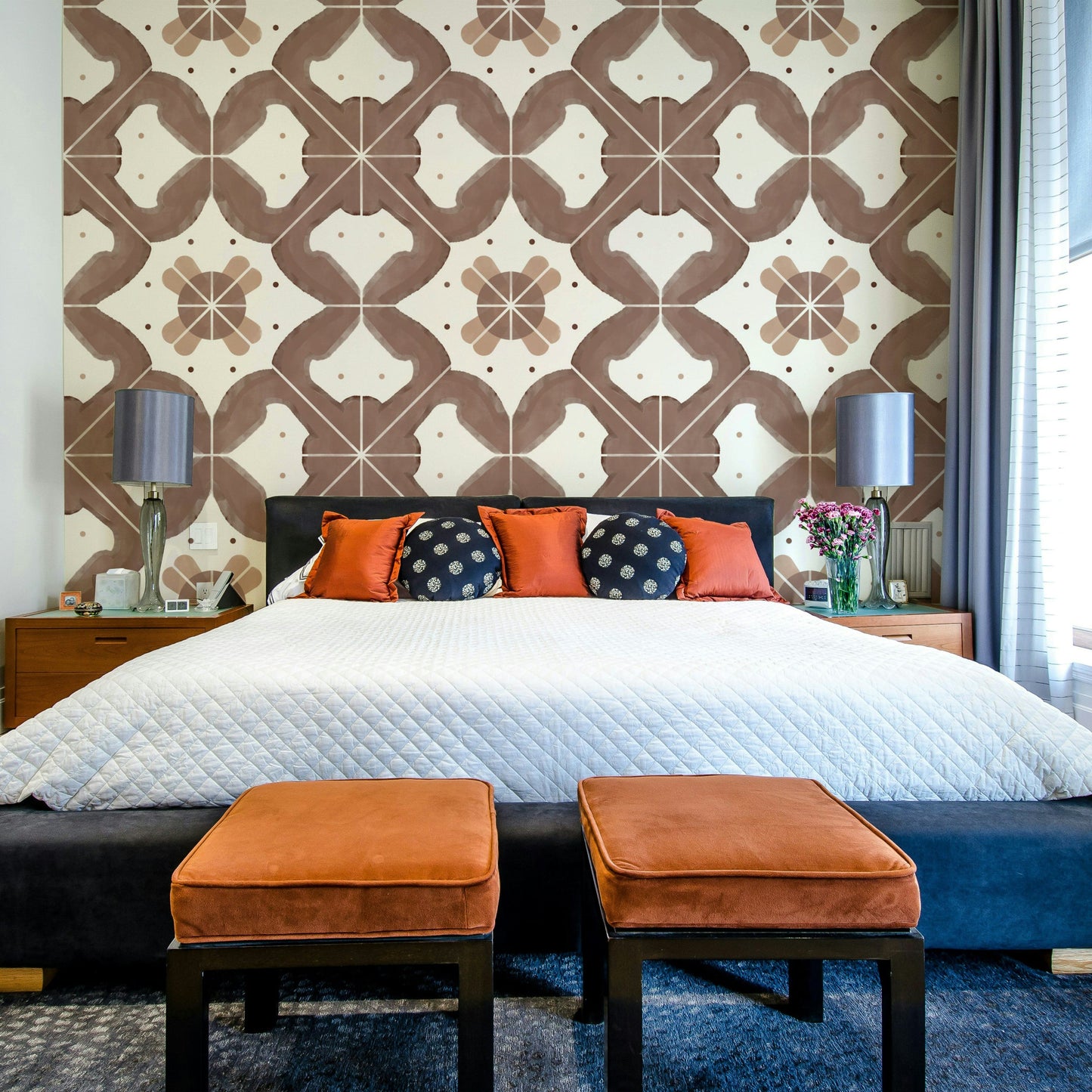 Wall covering with a traditional tile look

