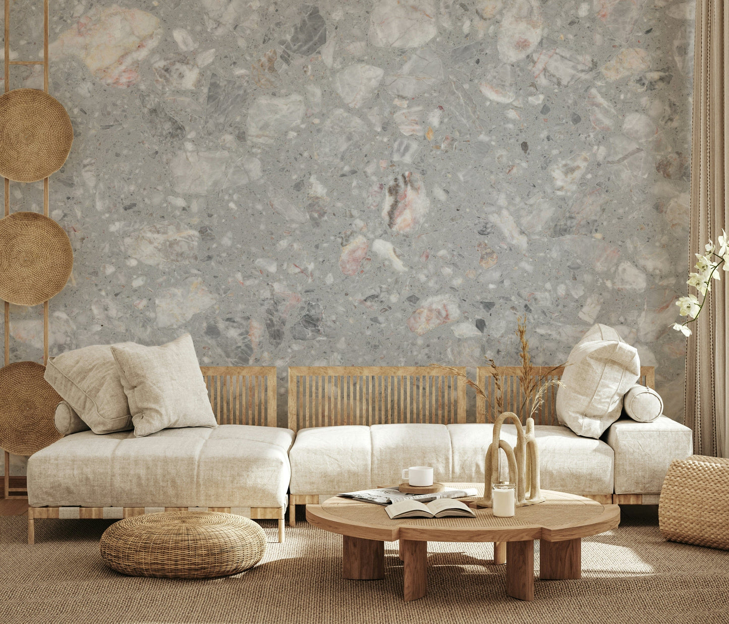 Natural Stone Tile wall mural. Authentic composite aggregate.