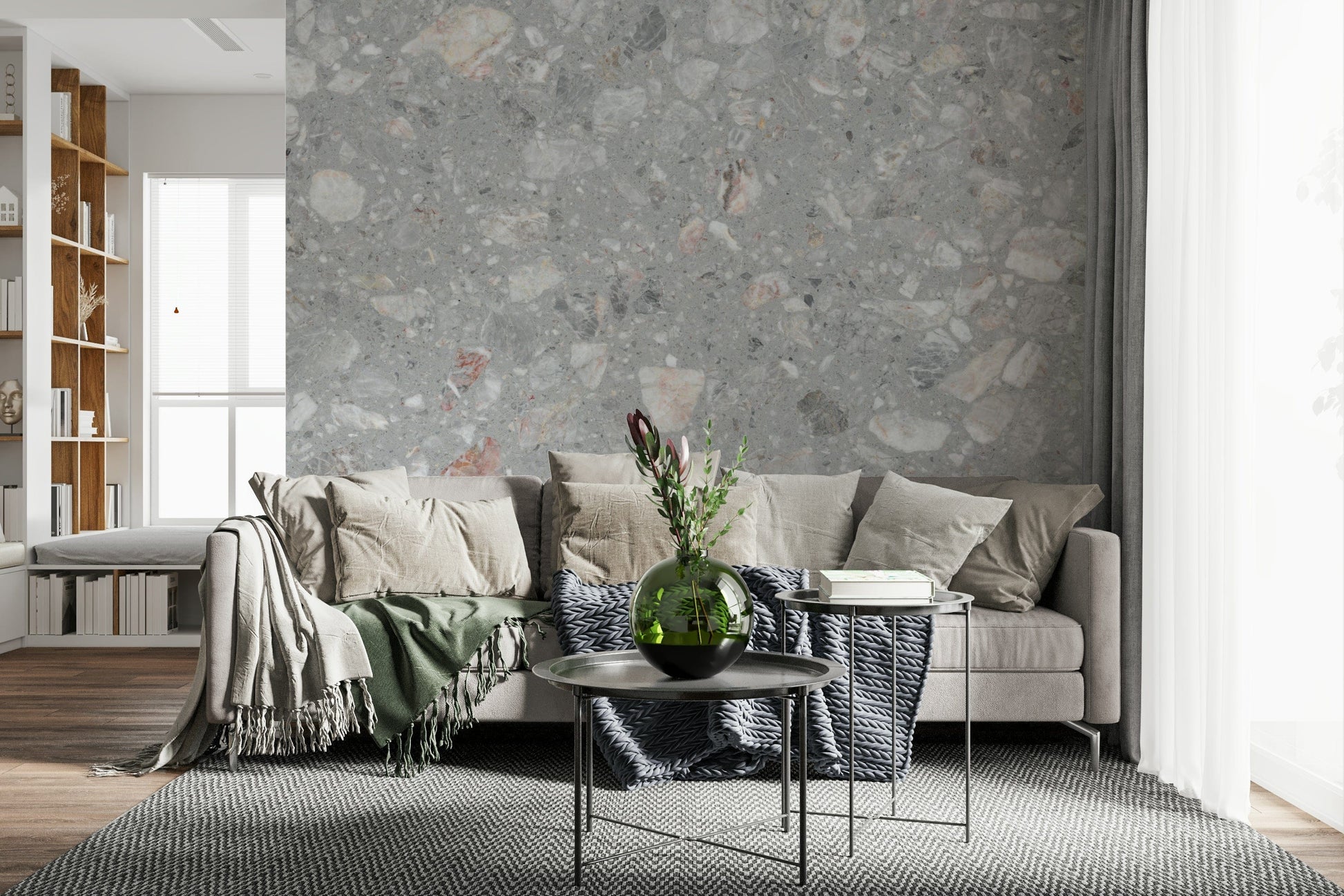 Wall mural featuring complex Natural Stone Tile pattern.
