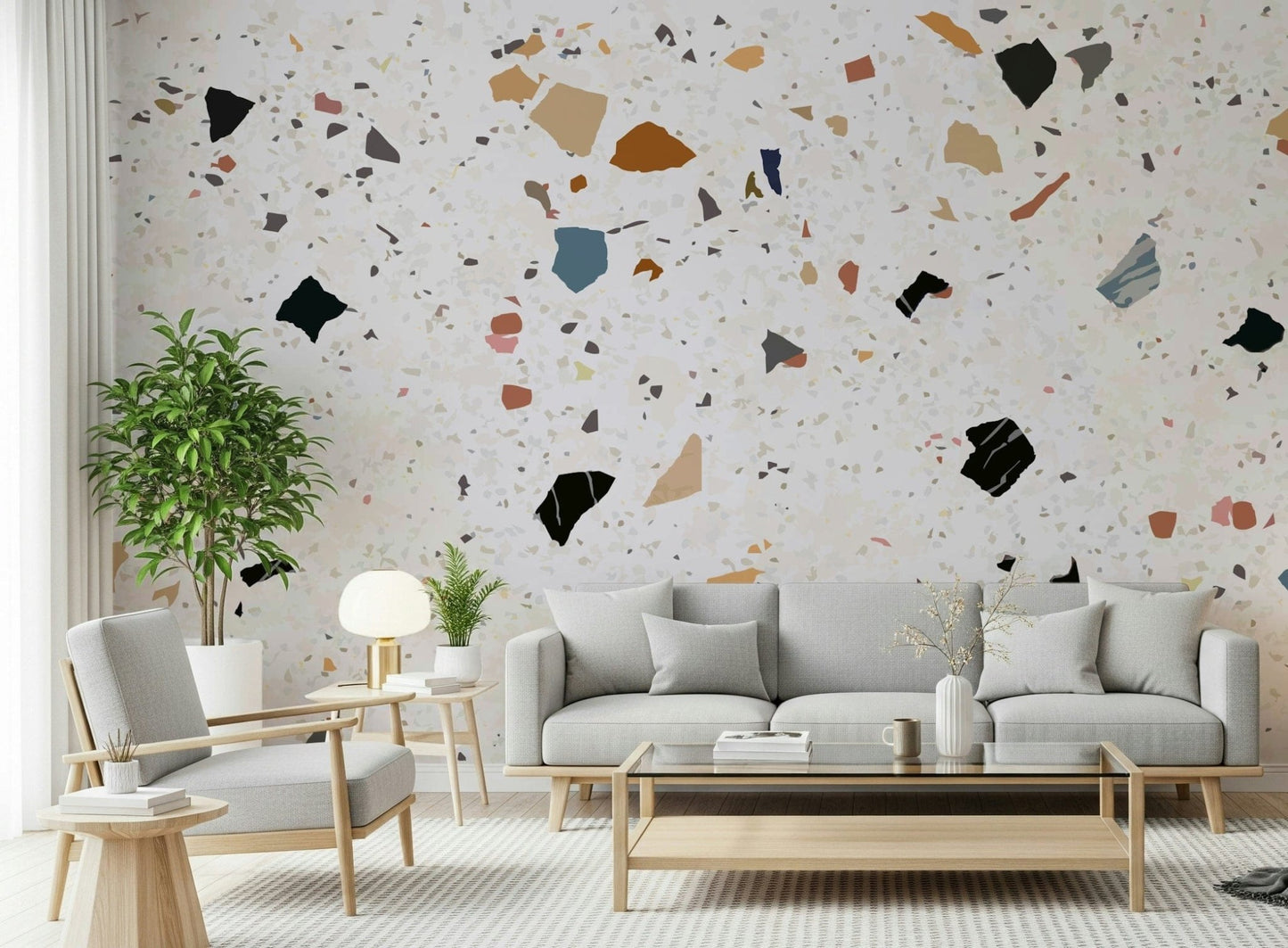 High-quality marble stone terrazzo wallpaper, unique visual depth.