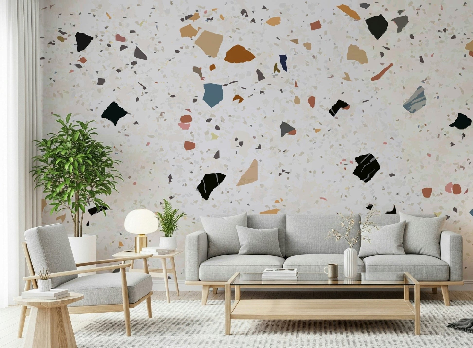 High-quality marble stone terrazzo wallpaper, unique visual depth.