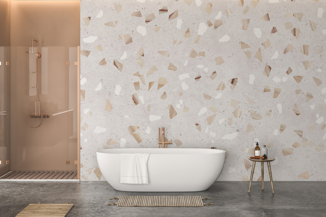 Sophisticated terrazzo tile wallpaper mural