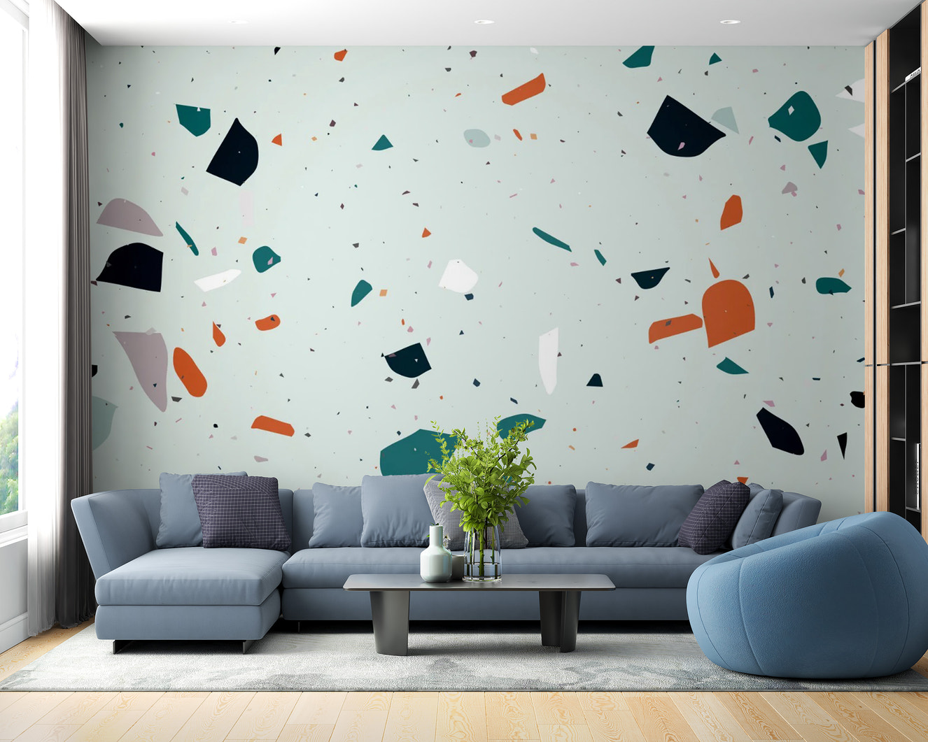 Colorful terrazzo tile pattern