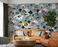 A contemplative speckled texture wallpaper mural for a feature wall.