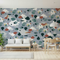 A beautiful modern terrazzo wallpaper mural with subtle pattern.