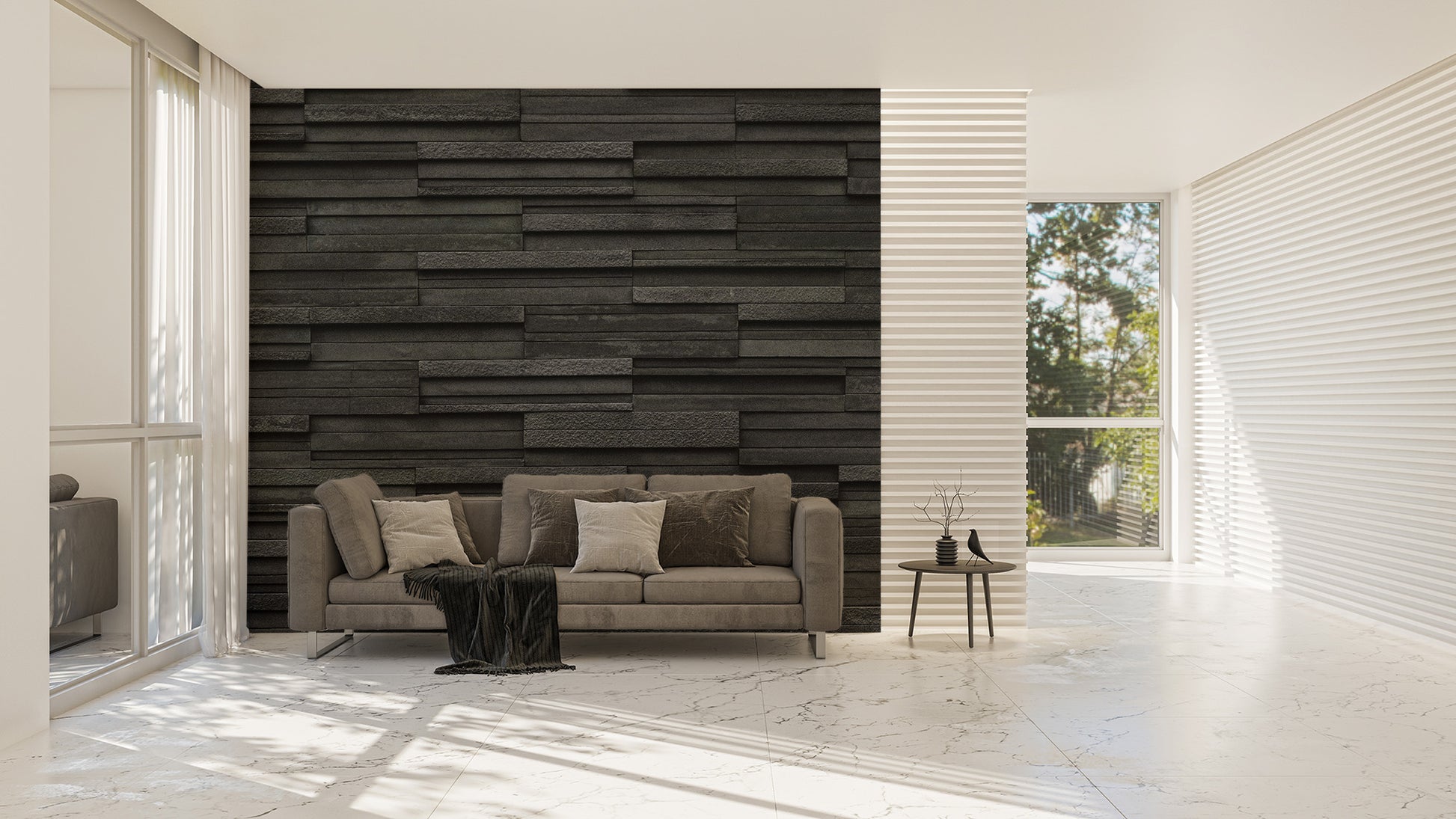 Architectural slate effect wallpaper mural for a professional office style.