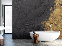 Modern geometric gold wallpaper mural with a matte and gloss contrast.