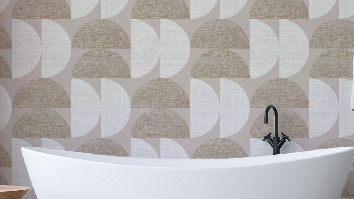 Half-circle linen pattern wall wallpaper

