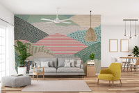 Textured Landscape Wallpaper creates a calming living room ambiance