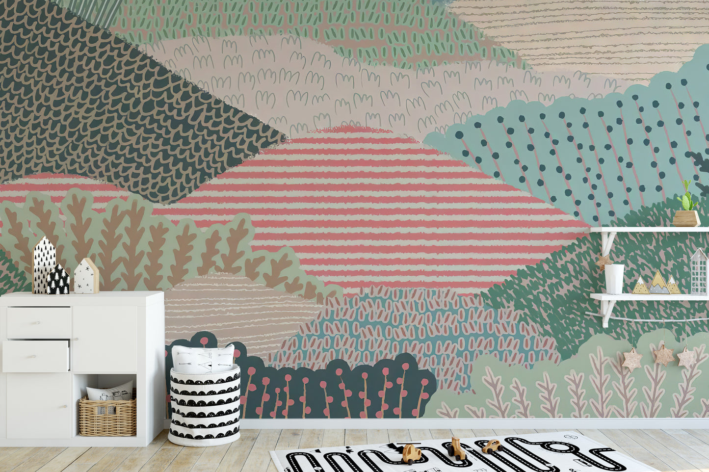 Bring outdoor inspiration to kids rooms with Textured Landscape Wallpaper