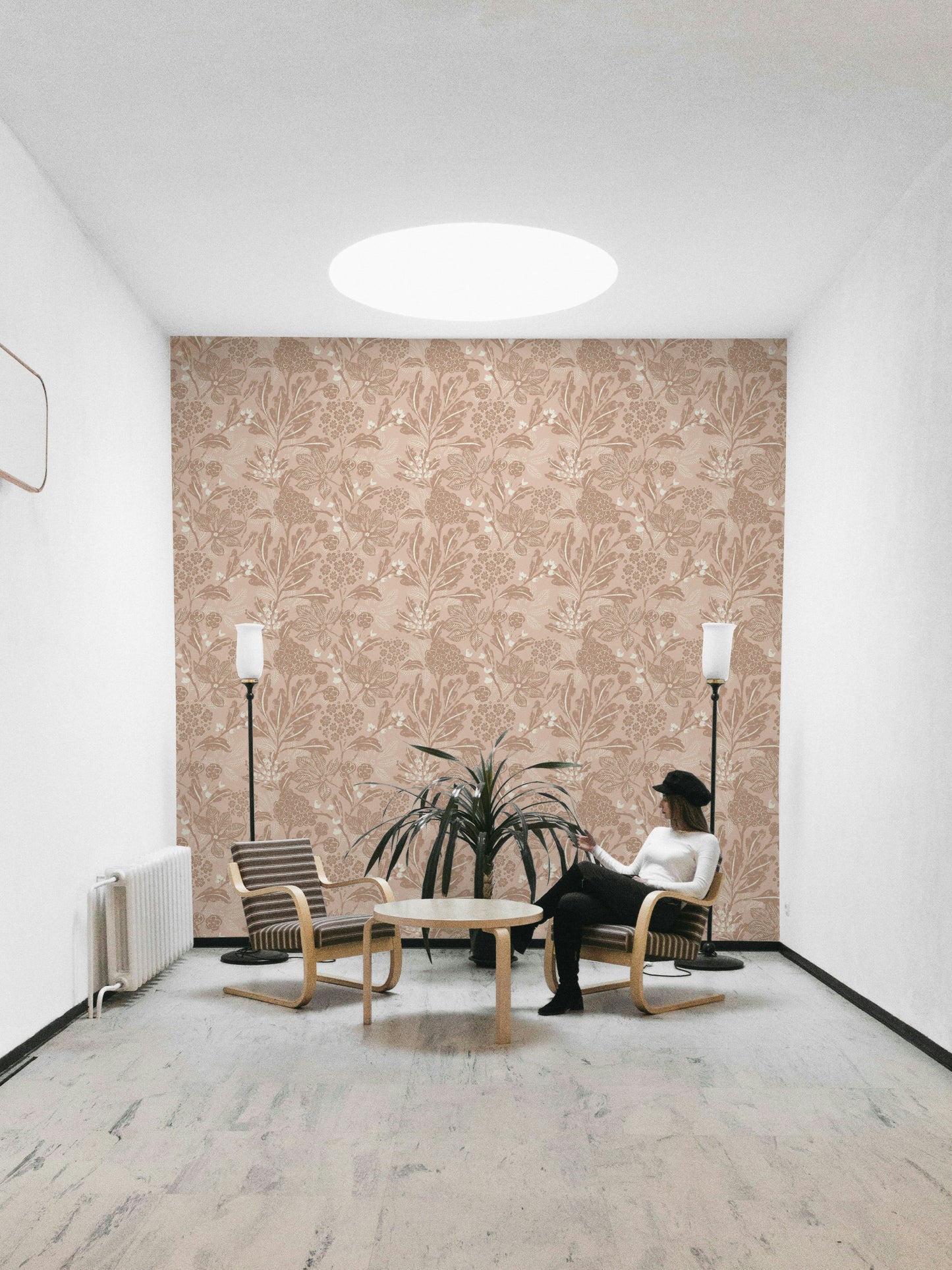 Textured terracotta blooms wallpaper adding depth and warmth

