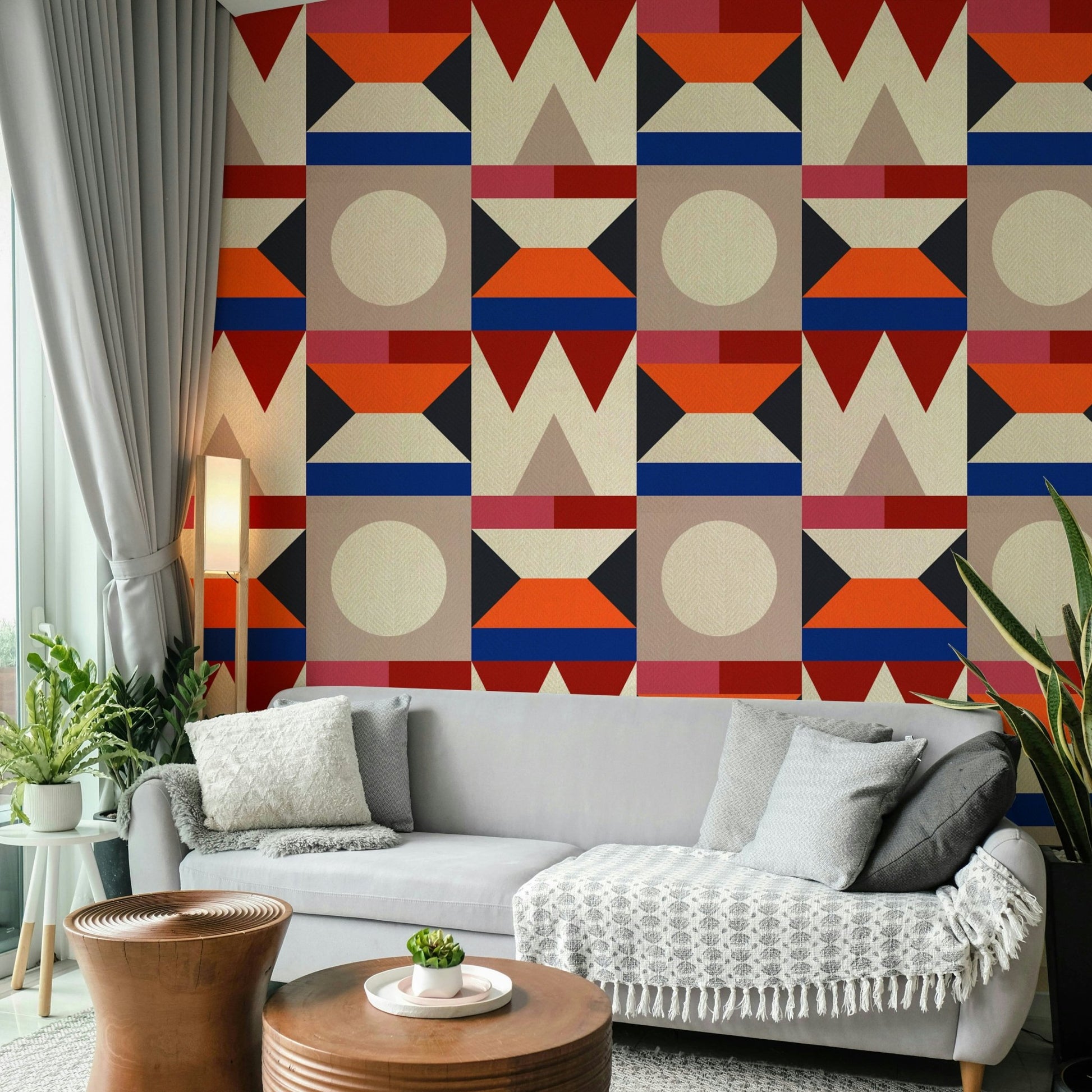 Sophisticated triangular pattern mural

