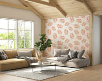 Palm leaf toss pattern in earthy terracotta hues

