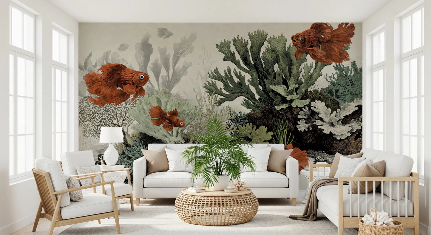 The Aquarium - Antique Paper Wall Mural