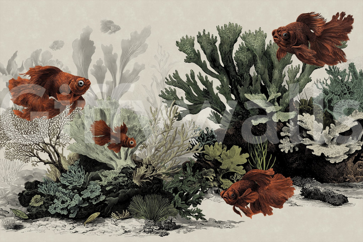 The Aquarium - Antique Paper Wall Mural