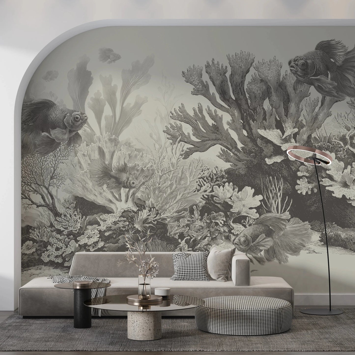 The Aquarium - Greige Wall Mural