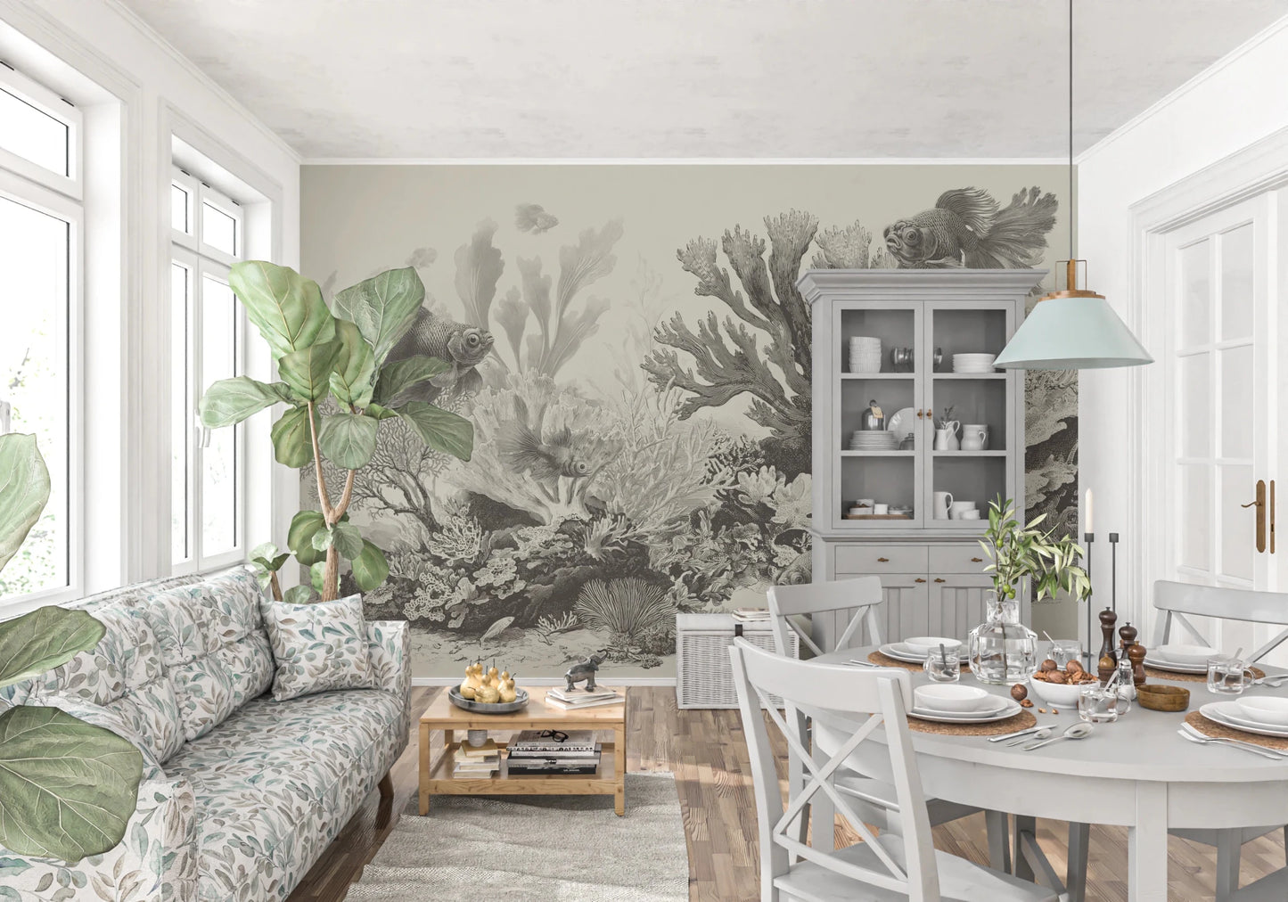 The Aquarium - Greige Wall Mural