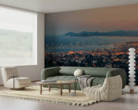 Bay of Cannes mural capturing coastal nature with soft sky and clouds