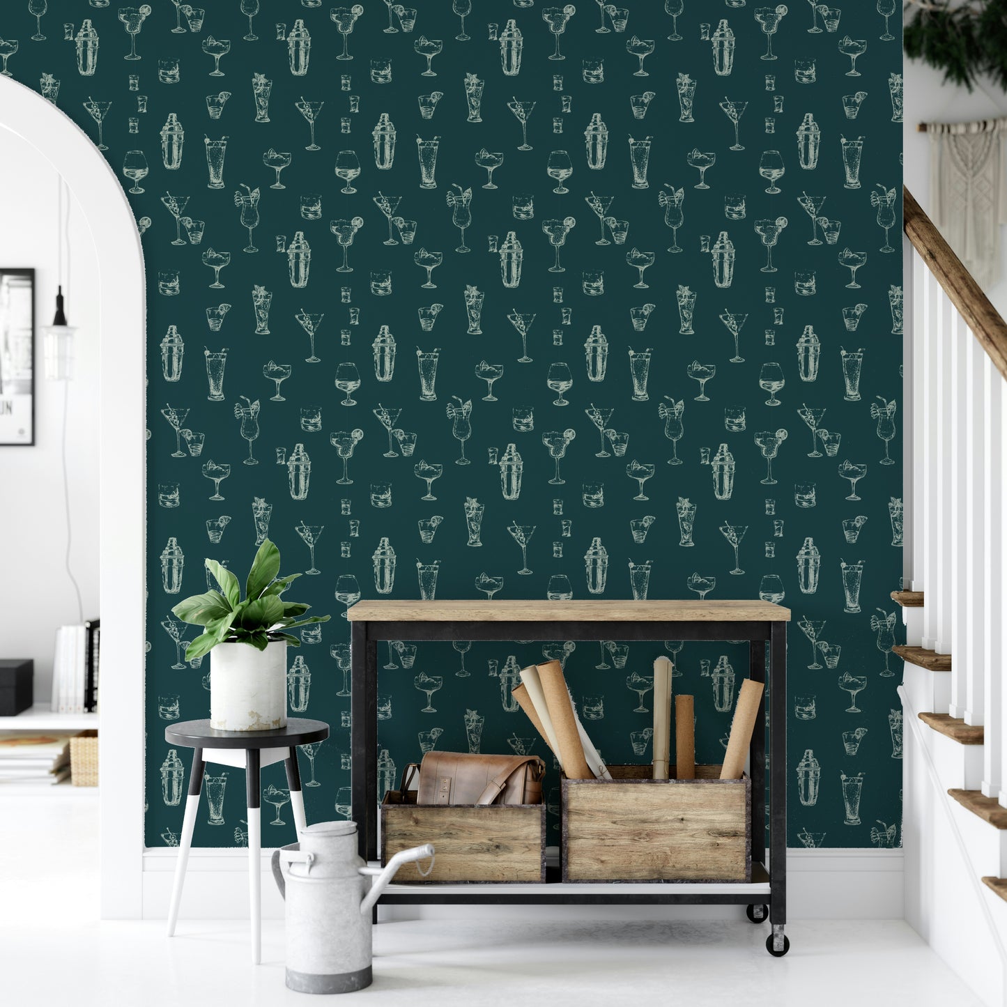 Artistic cocktail canvas wallpaper for entertaining rooms

