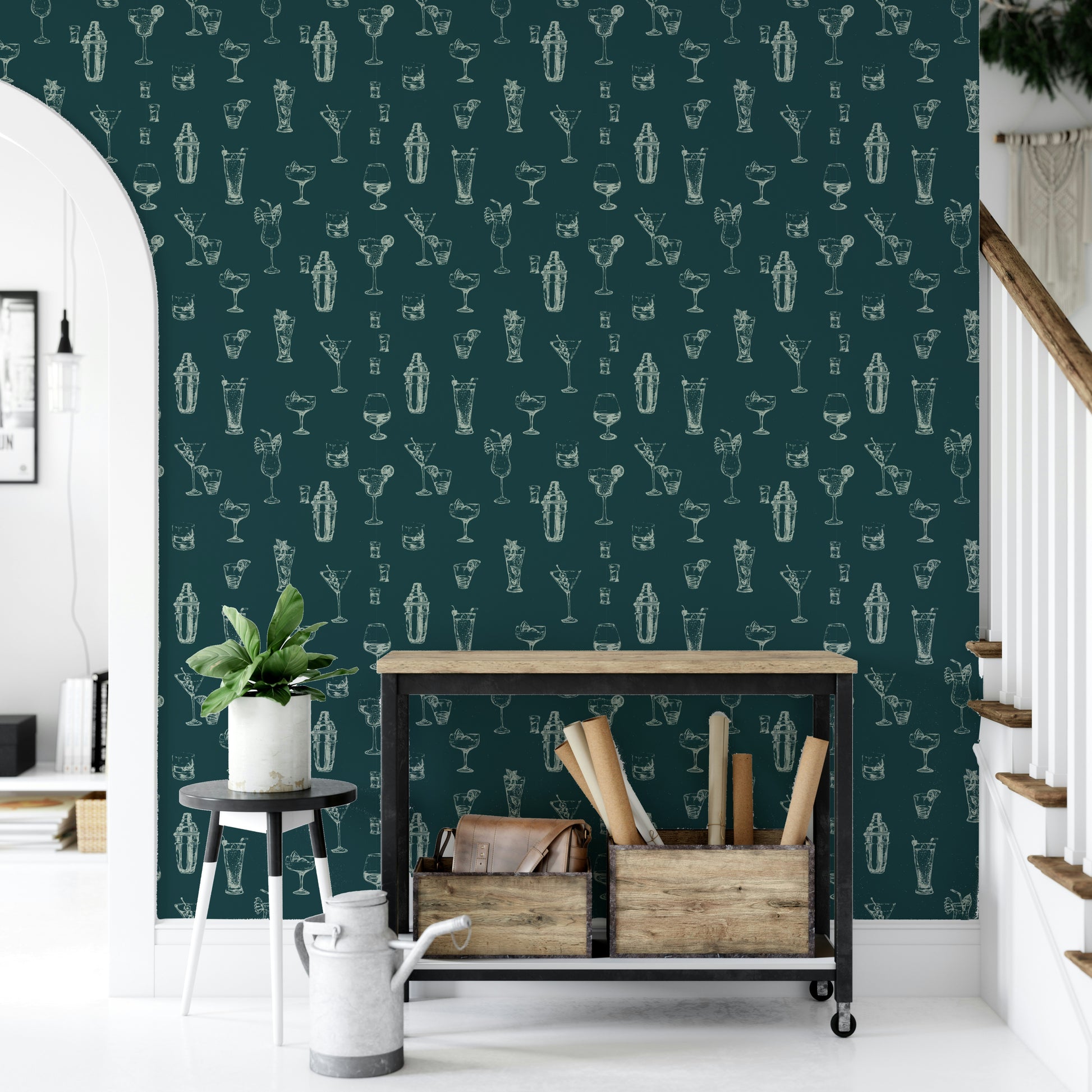 Artistic cocktail canvas wallpaper for entertaining rooms

