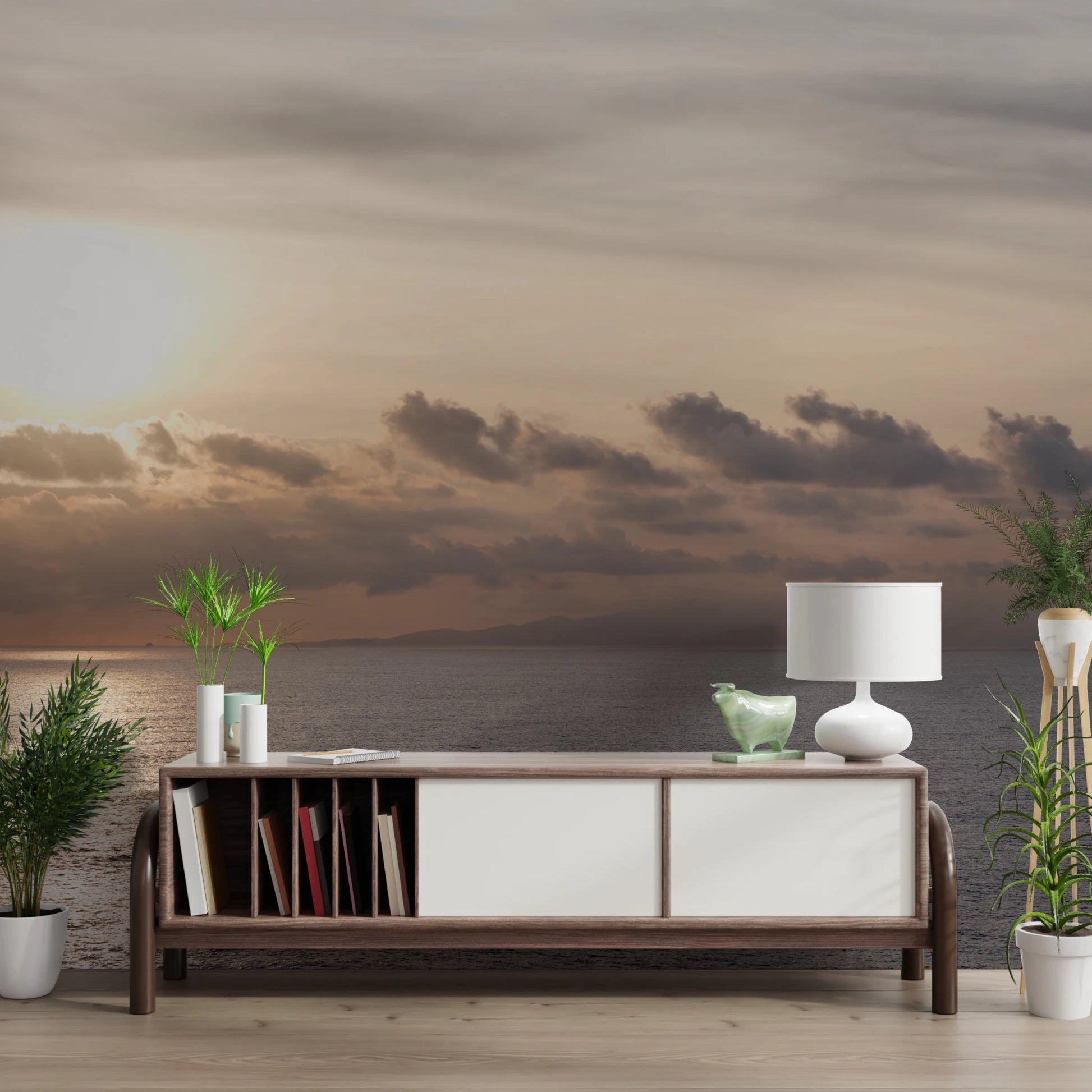 A calm horizon captured in The Glow of Dusk Wall Mural.