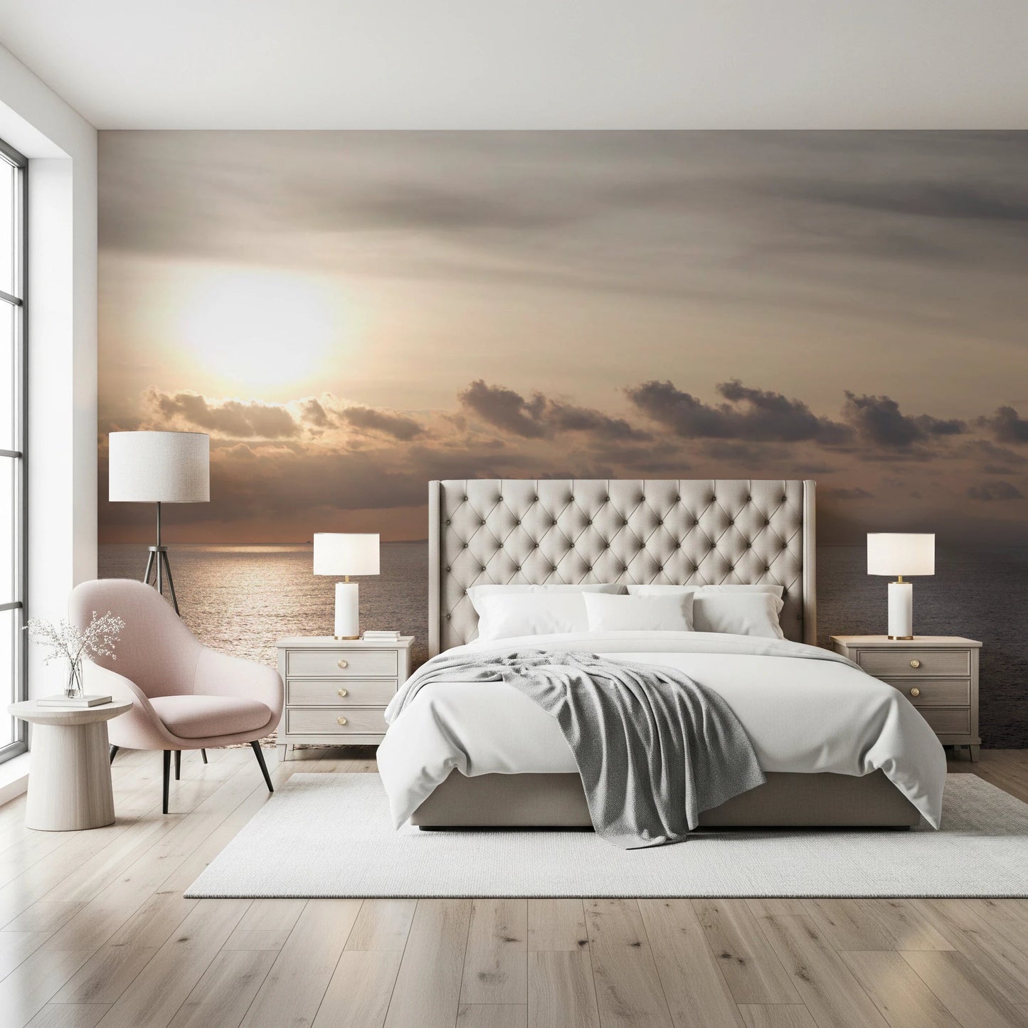 Light reflecting on waves in The Glow of Dusk Wall Mural for bedroom walls
