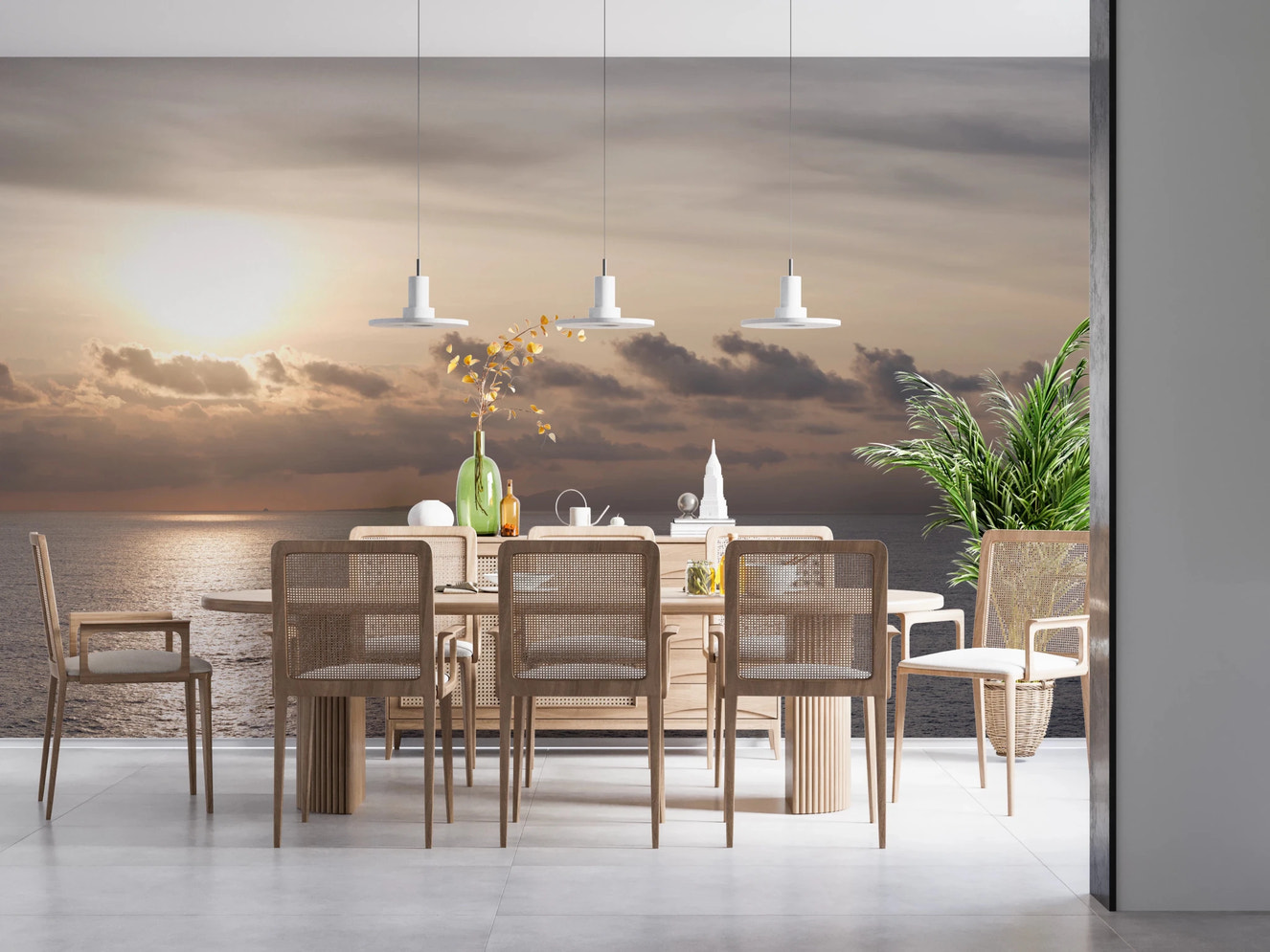 Soft cloud formations in The Glow of Dusk Wall Mural for dining area 