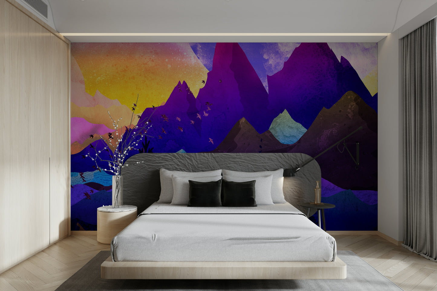 Office The magical colorful mountains wall mural for full wall, modern color
