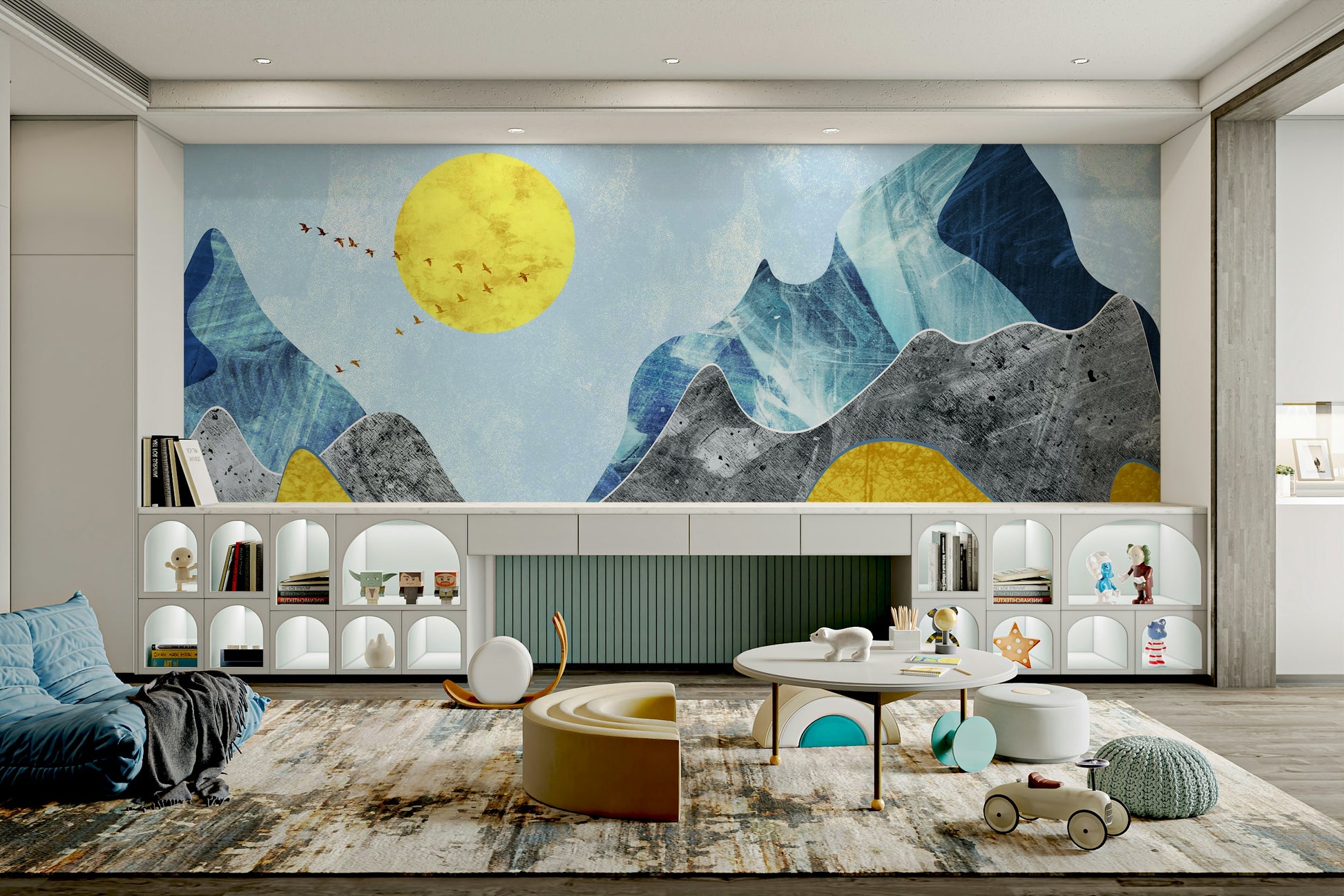 Neutral geological patterns for a home décor update in a modern sitting room.