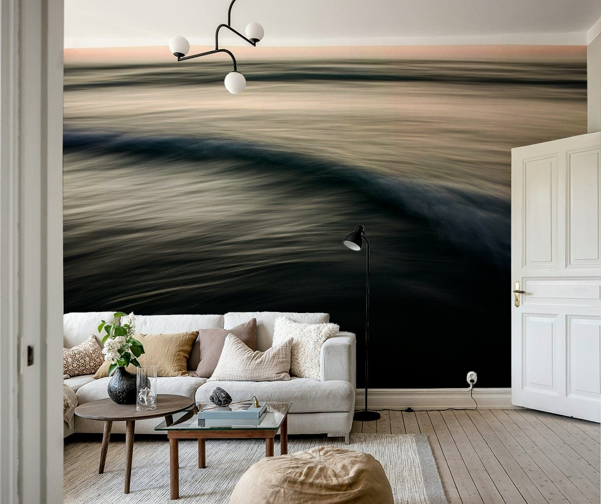 A calming water movement wallpaper mural that defines a space.

