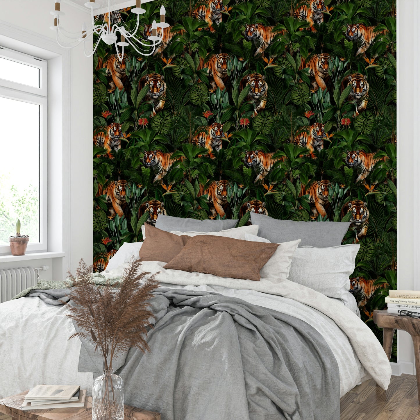 Tiger in Paradise wallpaper bringing nature’s beauty to your space

