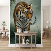 Bold animal portrait on a high-definition Tiger's Trail Wall Mural